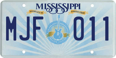 MS license plate MJF011