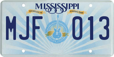 MS license plate MJF013