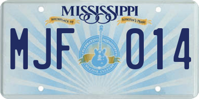 MS license plate MJF014