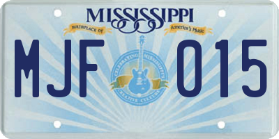 MS license plate MJF015