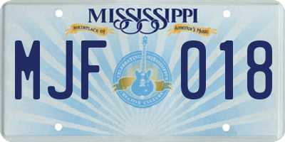 MS license plate MJF018