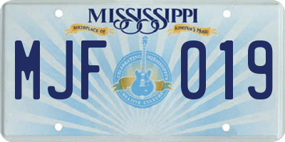 MS license plate MJF019