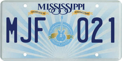 MS license plate MJF021