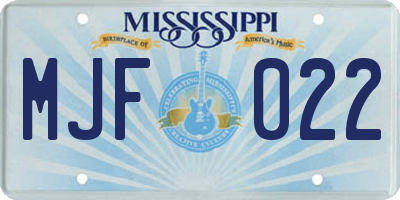 MS license plate MJF022