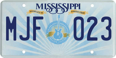 MS license plate MJF023