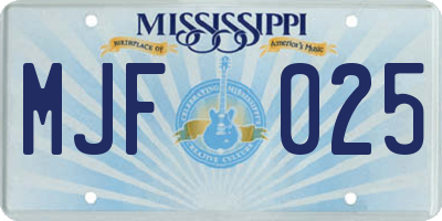 MS license plate MJF025