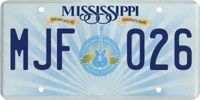 MS license plate MJF026