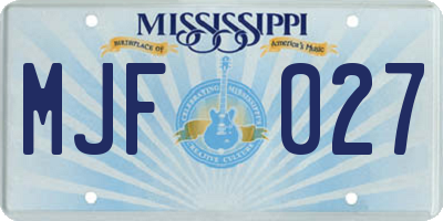 MS license plate MJF027