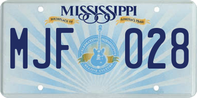 MS license plate MJF028