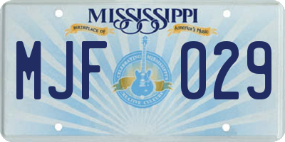 MS license plate MJF029