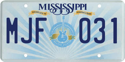 MS license plate MJF031