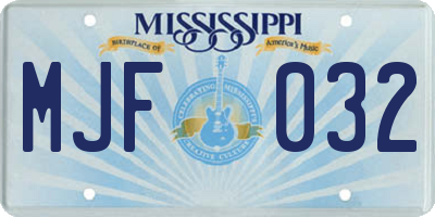 MS license plate MJF032