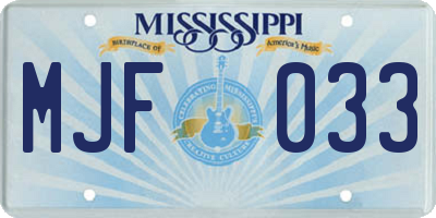 MS license plate MJF033