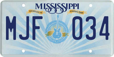 MS license plate MJF034