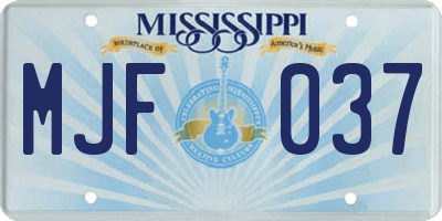 MS license plate MJF037