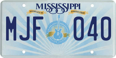MS license plate MJF040