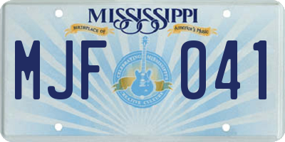 MS license plate MJF041
