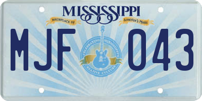 MS license plate MJF043