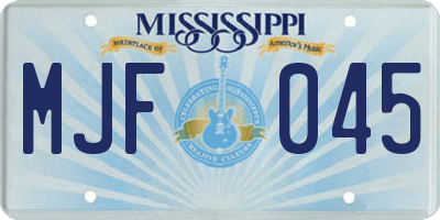 MS license plate MJF045