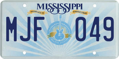 MS license plate MJF049
