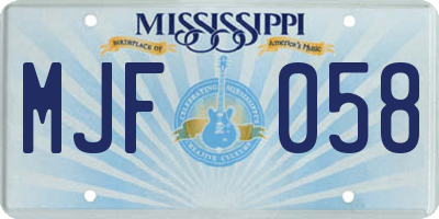 MS license plate MJF058