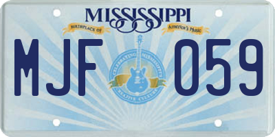 MS license plate MJF059