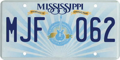 MS license plate MJF062