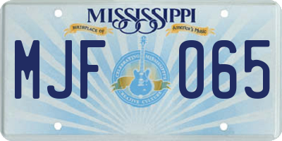 MS license plate MJF065