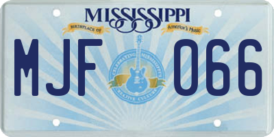 MS license plate MJF066