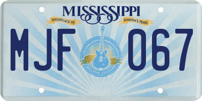 MS license plate MJF067