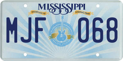 MS license plate MJF068