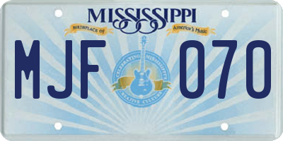 MS license plate MJF070