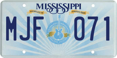 MS license plate MJF071