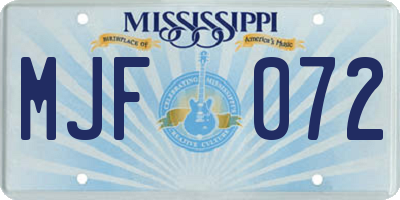 MS license plate MJF072