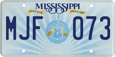 MS license plate MJF073
