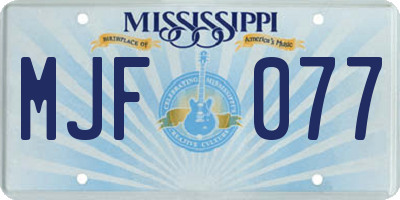 MS license plate MJF077