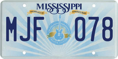 MS license plate MJF078