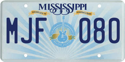 MS license plate MJF080