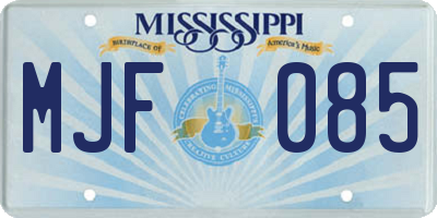 MS license plate MJF085