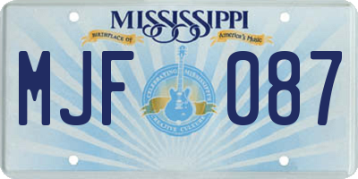 MS license plate MJF087