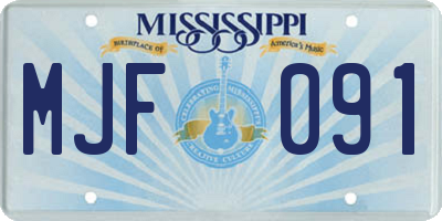 MS license plate MJF091