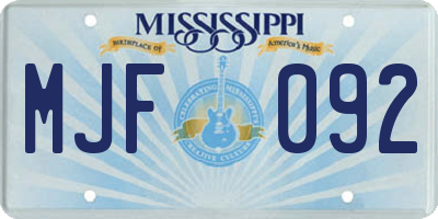 MS license plate MJF092