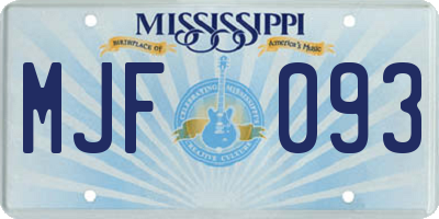 MS license plate MJF093