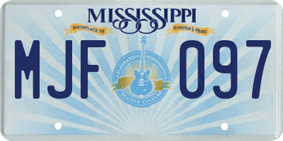 MS license plate MJF097