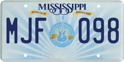 MS license plate MJF098