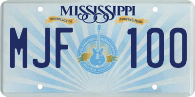 MS license plate MJF100
