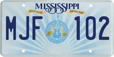 MS license plate MJF102