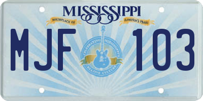 MS license plate MJF103