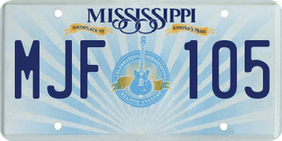 MS license plate MJF105