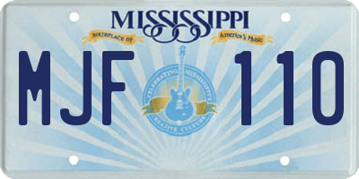 MS license plate MJF110
